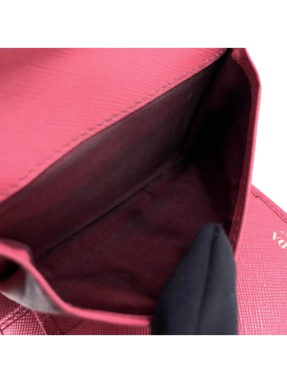 Prada Saffiano Fiocco Leather Pink Trifold Wallet Gold